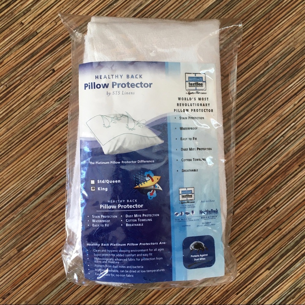 Healthy Back Pillow Protector King Waterproof Breathable Cotton Terry Towling